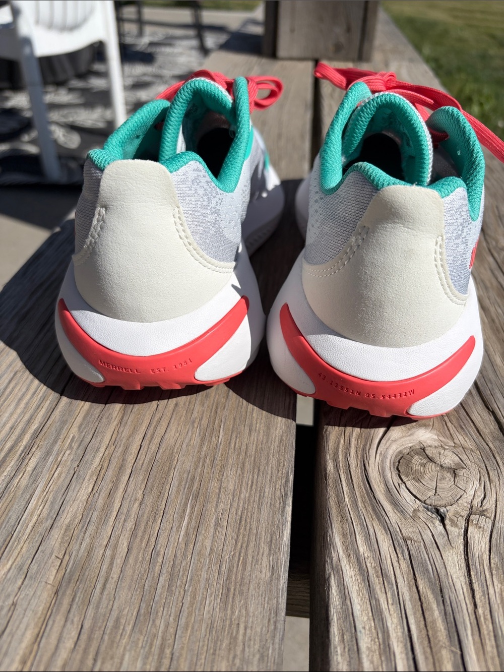 Merrell White Turquoise Coral Athletic Sneakers - Picture 5 of 5
